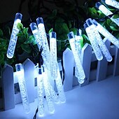 abordables Lumières de cordes solaires-Guirlande lumineuse solaire d&#039;extérieur de 5 m, 20 LED à bulles avec blanc chaud, RVB, blanc et bleu, lampe de jardin solaire d&#039;extérieur étanche avec support de montage pour fête de mariage Noël