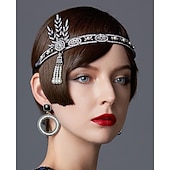 ieftine Accesorii și altele-Retro / vintage Urlați 20 de ani Anii 1920 Accesoriu de Păr Bandană Adolescentă Gatsby Charleston Gentlewoman Franjuri Mată Ciucure Haine Bal Pentru femei Halloween Mascaradă Petrecere Birou
