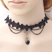 cheap Accessories and More-Choker Necklace Pendant Necklace For Women's Party Halloween Masquerade Synthetic Gemstones Crystal Lace Layered Black
