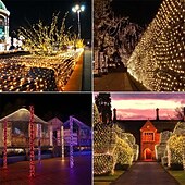 economico Plug in elettrico-luci nette natalizie collegabili 6m * 4m 720 led 8 modalità rete a bassa tensione luci stringa fata stringa netta luci natalizie per cespugli da giardino decorazioni per alberi di natale di nozze