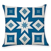 economico stile geometrico-set blu di 9 fodere per cuscino, motivo geometrico geometrico per il tempo libero moderno cuscino in finta lino cuscino da esterno per divano divano letto poltrona blu