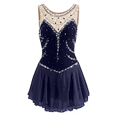 tanie Suknie do łyżwiarstwa figurowego-Sukienka łyżwiarska Damskie Dla dziewczynek Bruslení Sukienka Perłowo-różowy Błękit egejski Biały Niejednolita całość Siateczka Spandeks Trening Zawody Odzież łyżwiarska Ręcznie wykonane Z klejnotami