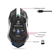 お買い得  マウス-hxsj m10 2.4ghzワイヤレスゲーミングマウス2400dpi内蔵バッテリー充電式7色バックライトブリージングコンフォートゲーマーマウス