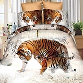 voordelige Dekbedovertreksets-3D tijgerprint dekbedovertrek beddengoed sets dekbedovertrek met 1 dekbedovertrek of sprei, 1 laken, 2 kussenslopen voor dubbel/queen/king (1 kussensloop voor twin/single)