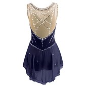 tanie Suknie do łyżwiarstwa figurowego-Sukienka łyżwiarska Damskie Dla dziewczynek Bruslení Sukienka Perłowo-różowy Błękit egejski Biały Niejednolita całość Siateczka Spandeks Trening Zawody Odzież łyżwiarska Ręcznie wykonane Z klejnotami