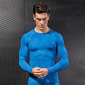 cheap Men&#039;s Active Tees &amp; Tanks-Men&#039;s Compression Shirt Running Shirt Long Sleeve Tee Tshirt Athletic Spandex Quick Dry Breathability Lightweight Stretchy Fitness Gym Workout Running Sportswear Activewear Snakeskin White Red Blue