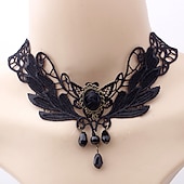 cheap Accessories and More-Choker Necklace Pendant Necklace For Women's Party Halloween Masquerade Synthetic Gemstones Crystal Lace Layered Black