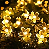 economico Striscie luci ad energia solare-Luci a stringa di fiori di ciliegio solari da 5 m, luci a stringa di Natale impermeabili da 20 LED, luci da giardino bianche calde/rgb/blu per l&#039;illuminazione notturna esterna di Natale