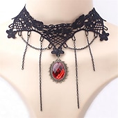 cheap Accessories and More-Choker Necklace Pendant Necklace For Women's Party Halloween Masquerade Synthetic Gemstones Crystal Lace Layered Black