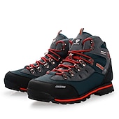 abordables Botas de montaña-Botas de senderismo impermeables para hombre con cordones rojos: calzado de exterior duradero para terrenos difíciles