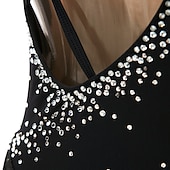 preiswerte Eiskunstlaufkleider-Eiskunstlaufkleid Damen Mädchen Eislaufen Kleider Schwarz Weiß Gelb Kreuz und quer Quaste Gitter Spandex Hochelastisch Wettbewerb Eiskunstlaufkleidung Ärmellos Latintanz Eislaufen Wintersport