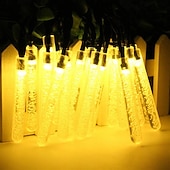 abordables Lumières de cordes solaires-Guirlande lumineuse solaire d&#039;extérieur de 5 m, 20 LED à bulles avec blanc chaud, RVB, blanc et bleu, lampe de jardin solaire d&#039;extérieur étanche avec support de montage pour fête de mariage Noël