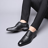 billige Formell-brune oxford-kjolesko for menn – klassiske brogue-sko i kunstskinn med snøring til forretninger, bryllup og formelle anledninger