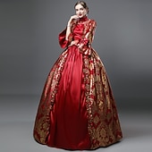 preiswerte Kleider-Rokoko Viktorianisch Cocktailkleid Lange Länge Kleid Partykostüm Maskerade Übergröße Normal Gedicht Übergrössen Ballkleid Kostüm Damen königlich Party Abschlussball Karneval von Venedig Kleid