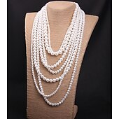 cheap Necklaces-Pearl Necklace Pearl Imitation Pearl Women&#039;s Statement Cute Layered Floral / Botanicals Cute irregular Necklace For Wedding Engagement