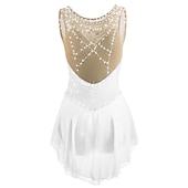 tanie Suknie do łyżwiarstwa figurowego-Sukienka łyżwiarska Damskie Dla dziewczynek Bruslení Sukienka Perłowo-różowy Błękit egejski Biały Niejednolita całość Siateczka Spandeks Trening Zawody Odzież łyżwiarska Ręcznie wykonane Z klejnotami