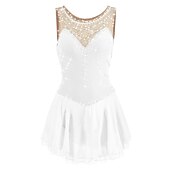 tanie Suknie do łyżwiarstwa figurowego-Sukienka łyżwiarska Damskie Dla dziewczynek Bruslení Sukienka Perłowo-różowy Błękit egejski Biały Niejednolita całość Siateczka Spandeks Trening Zawody Odzież łyżwiarska Ręcznie wykonane Z klejnotami