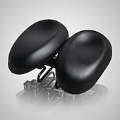 cheap Bikes &amp; Components-Bike Saddle / Bike Seat Ergonomical Dual Pad Adjustable Extra Wide / Extra Large Double Noseless PU Leather High-Density Foam PVC Cycling Road Bike Mountain Bike MTB Black