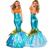 abordables Déguisements pour femmes-La Petite Sirène Sirène Aqua Reine Princesse Aqua Costume de cosplay Costume de fête Cosplay de Film for Femmes Adulte Noël Carnaval Enterrement de Vie de Jeune Fille