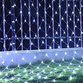 cheap Plug String Lights-1.5x1.5M LED Net Lights, Waterproof Outdoor String Lights, Multi-color Fairy Curtain Lights for Christmas, Wedding, Garden and Holiday Decoration