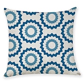 economico stile geometrico-set blu di 9 fodere per cuscino, motivo geometrico geometrico per il tempo libero moderno cuscino in finta lino cuscino da esterno per divano divano letto poltrona blu