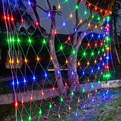 cheap Plug String Lights-1.5x1.5M LED Net Lights, Waterproof Outdoor String Lights, Multi-color Fairy Curtain Lights for Christmas, Wedding, Garden and Holiday Decoration