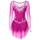 halpa Taitoluistelupuvut-Taitoluistelupuku Naisten Tyttöjen Luistimet Hameet Tumma harmaa Violetti Purppura Silmukka Spandex Erittäin elastinen Kouluts Harjoittelu Kilpailu Luisteluasu Käsintehty Klassinen Kristalli / Strassi