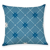 economico stile geometrico-set blu di 9 fodere per cuscino, motivo geometrico geometrico per il tempo libero moderno cuscino in finta lino cuscino da esterno per divano divano letto poltrona blu