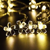 economico Striscie luci ad energia solare-Luci a stringa di fiori di ciliegio solari da 5 m, luci a stringa di Natale impermeabili da 20 LED, luci da giardino bianche calde/rgb/blu per l&#039;illuminazione notturna esterna di Natale