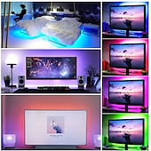 cheap USB Strip Lights-1set LED Light Strips RGB Tiktok Lights USB DC 5V 5050 RGB Mini 3Key Remote Flexible Light IP65 1m TV Background Lighting Ribbon Tape
