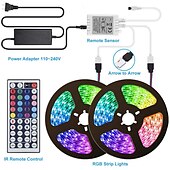 preiswerte Wasserdichte Streifenlichter-LED Lichtband LED-Streifen Lichter wasserdicht 2x5m RGB Tiktok Lichter 5050 smd 10mm Lichtsätze 300 LEDs mit 44key ir Controller 50w 12v 4a Netzteil Soft Light Strip Kit