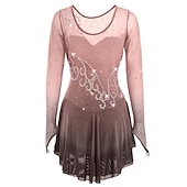 preiswerte Eiskunstlaufkleider-Eiskunstlaufkleid Damen Mädchen Eislaufen Kleider Austattungen Gelb Dunkelrot Pudriges Rosa Halo-Färbung Gitter Spandex Hochelastisch Wettbewerb Eiskunstlaufkleidung Eislaufen Eiskundstlauf