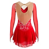 Недорогие Платья для фигурного катания-Платье для фигурного катания Жен. Девочки Катание на коньках Платья Белый Черный Красный Открытая спина Сетка Спандекс Эластичность Учебный Соревнование Одежда для фигурного катания Ручная работа