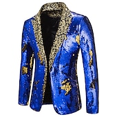 baratos Tops-blazer disco 1980s 2 cores brilhante lantejoulas smoking ajuste fino lapela colarinho ternos carnaval traje masculino adulto halloween carnaval festa de casamento clube smoking