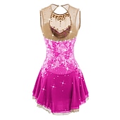 cheap Figure Skating Dresses-Figure Skating Dress Women's Girls' Ice Skating Dress Dark red White Pink Flower Open Back Mesh Spandex Practice Competition Skating Wear Jeweled Rhinestone Sleeveless Ice Skating Figure Skating