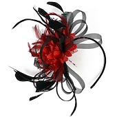 cheap Fascinators-Fascinators Headwear Headpiece Tulle Feathers Formal Business / Ceremony / Fall Wedding Kentucky Horse Race Ladies Day Vintage Elegant With Feather Bowknot Headpiece Headwear Race Day Dress