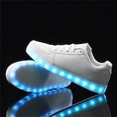 ieftine Adidași Bărbați-adidași albi pentru bărbați, cu lumină LED, cu închidere cu șireturi, pentru o ținută la modă și pe timp de noapte