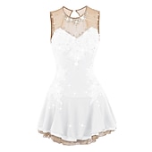 cheap Figure Skating Dresses-Figure Skating Dress Women's Girls' Ice Skating Dress Dark red White Pink Flower Open Back Mesh Spandex Practice Competition Skating Wear Jeweled Rhinestone Sleeveless Ice Skating Figure Skating