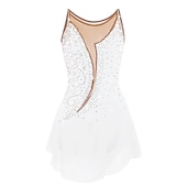 billige Figur skating kjoler-Kjole til kunstløp Dame Jente Skøyteløp Kjoler Hvit Gul Rosa Asymetrisk kant Netting Spandex Høy Elastisitet Trening Profesjonell Konkurranse Skøyteklær Anatomisk design Klassisk Krystall / Rhinstein
