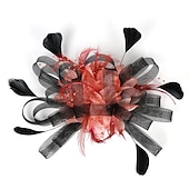 cheap Fascinators-Fascinators Headwear Headpiece Tulle Feathers Formal Business / Ceremony / Fall Wedding Kentucky Horse Race Ladies Day Vintage Elegant With Feather Bowknot Headpiece Headwear Race Day Dress