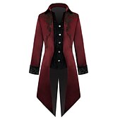 cheap Outerwear-Vintage Fashion Party Coat Masquerade Trench Coat Ren Faire Prince Plague Doctor Nobleman Solid Color Men&#039;s Royal Steampunk Halloween Carnival Masquerade Party Halloween Adults&#039; Coat