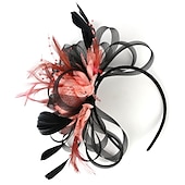 cheap Fascinators-Fascinators Headwear Headpiece Tulle Feathers Formal Business / Ceremony / Fall Wedding Kentucky Horse Race Ladies Day Vintage Elegant With Feather Bowknot Headpiece Headwear Race Day Dress
