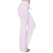 cheap Wide Leg &amp; High Waisted-Women&#039;s Yoga Pants Drawstring Flare Leg Breathable Quick Dry Moisture Wicking Zumba Yoga Fitness Bottoms White Black Green Modal Plus Size Sports Activewear Stretchy Loose Fit  Street Casual