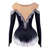 voordelige Schaatsjurken-Kunstschaatsjurk Dames Voor meisjes Schaatsen Jurken Geel Roze Donker paars Lapwerk Netstof Spandex Hoge Elasticiteit Wedstrijd Kunstschaatskleding Kristal / Bergkristal Stom licht Modieus Lange mouw