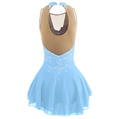 cheap Figure Skating Dresses-Figure Skating Dress Women's Girls' Ice Skating Dress Black White Yellow Patchwork Open Back Mesh Spandex High Elasticity Practice Competition Skating Wear Jeweled Rhinestone Sleeveless Ice Skating