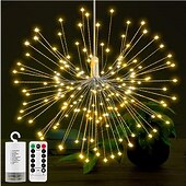 olcso Elemmel működő-led tűzijáték starburst string lámpák kültéri vízálló 120 led diy függő tűzijáték réz tündér girland fények fesztivál party ünnep csillogó fény 2db 1db