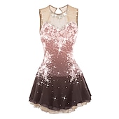 cheap Figure Skating Dresses-Figure Skating Dress Women's Girls' Ice Skating Dress Dark red White Pink Flower Open Back Mesh Spandex Practice Competition Skating Wear Jeweled Rhinestone Sleeveless Ice Skating Figure Skating