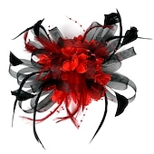 cheap Fascinators-Fascinators Headwear Headpiece Tulle Feathers Formal Business / Ceremony / Fall Wedding Kentucky Horse Race Ladies Day Vintage Elegant With Feather Bowknot Headpiece Headwear Race Day Dress