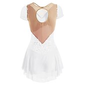 cheap Figure Skating Dresses-Figure Skating Dress Women's Girls' Ice Skating Dress Outfits White Purple Red Mesh Spandex High Elasticity Training Leisure Sports Practice Skating Wear Anatomic Design Handmade Patchwork Classic