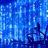 cheap USB String Lights-LED Curtain String Lights Flash Fairy Garland 3x1 3x2 3x3M 300 LEDS USB Remote Control for New Year Christmas Outdoor Wedding Home Window Docoration